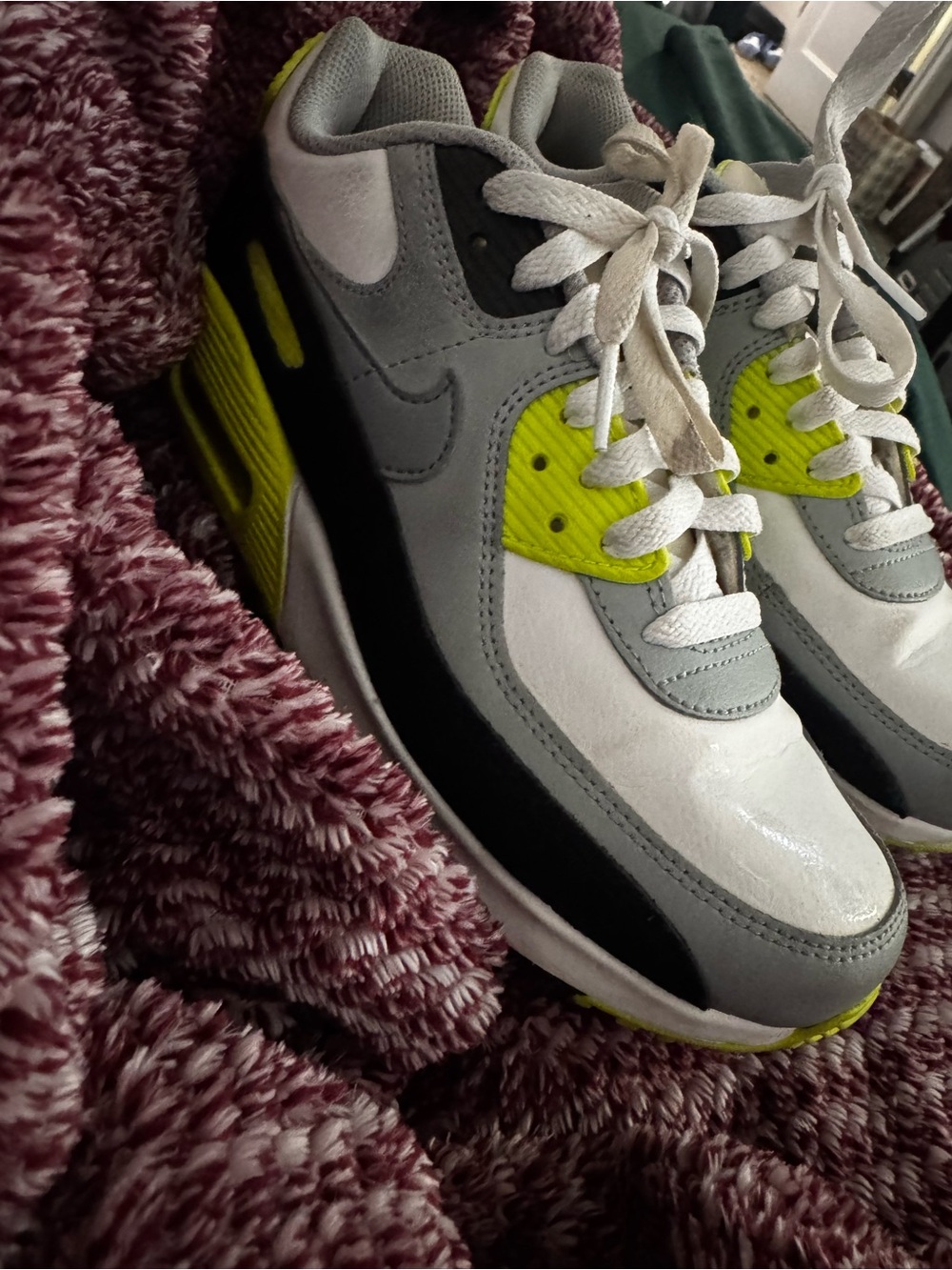 Nike Kids Gray, Black and Neon Yellow Sneakers